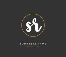 SR Initial letter handwriting and  signature logo. A concept handwriting initial logo with template element. vector