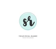 SR Initial letter handwriting and  signature logo. A concept handwriting initial logo with template element. vector