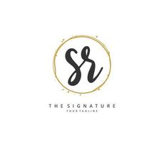 SR Initial letter handwriting and  signature logo. A concept handwriting initial logo with template element. vector