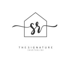 SR Initial letter handwriting and  signature logo. A concept handwriting initial logo with template element. vector