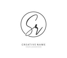 SR Initial letter handwriting and  signature logo. A concept handwriting initial logo with template element. vector