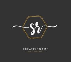 SR Initial letter handwriting and  signature logo. A concept handwriting initial logo with template element. vector