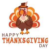 Happy Thanksgiving typography poster with cartoon turkey vector