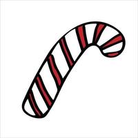 Traditional christmas candy cane in doodle style vector