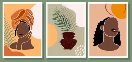 Abstract female portraits. Minimalism vector