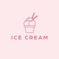 Ice cream logo design. Sweet ice cream vintage logotype. Cupcake logo template. vector