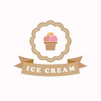 hielo crema logo diseño. dulce hielo crema Clásico logotipo magdalena logo modelo. vector
