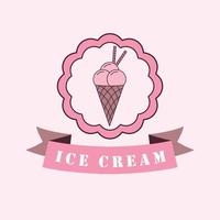 Ice cream logo design. Sweet ice cream vintage logotype. Cupcake logo template. vector