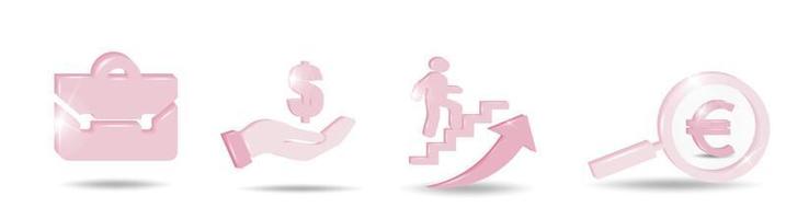 Finance icons  in pink colors vector