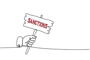 Hand with placard calling  Sanctions. vector