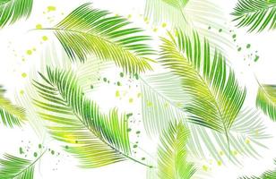 Yellow-green palm leaves with watercolor texture vector