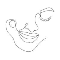 Continuous one line drawing of woman face vector