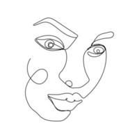 Continuous one line drawing of woman face vector