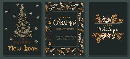 Merry Christmas and Happy new year greeting cards vector