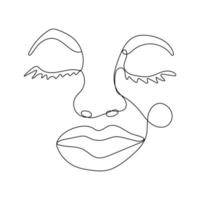 Continuous one line drawing of woman face vector