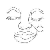 Continuous one line drawing of woman face vector