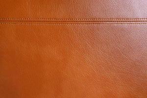Brown leather, leatherette texture background wtih decorative stich photo