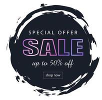 Sale banner template design with circle brush stroke and gradient text vector