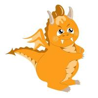 Dragon kid. Funny baby dragon, cute magic lizard with wings and horns. vector
