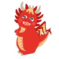 Dragon kid. Funny baby dragon, cute magic lizard with wings and horns. vector