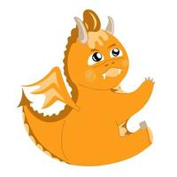 Dragon kid. Funny baby dragon, cute magic lizard with wings and horns. vector