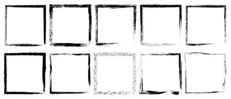 Grunge frame collection. Set of square Grunge border vector