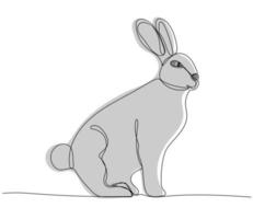 Continuous one line drawing of Bunny or Rabbit vector