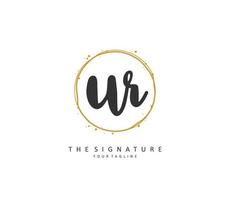 UR Initial letter handwriting and  signature logo. A concept handwriting initial logo with template element. vector