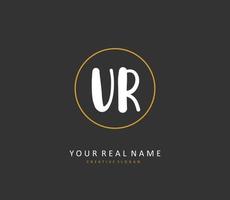 UR Initial letter handwriting and  signature logo. A concept handwriting initial logo with template element. vector