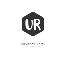 UR Initial letter handwriting and  signature logo. A concept handwriting initial logo with template element. vector