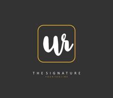 UR Initial letter handwriting and  signature logo. A concept handwriting initial logo with template element. vector