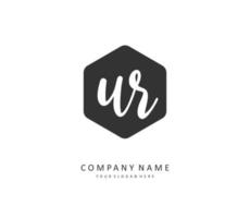 UR Initial letter handwriting and  signature logo. A concept handwriting initial logo with template element. vector