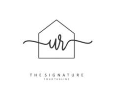 UR Initial letter handwriting and  signature logo. A concept handwriting initial logo with template element. vector