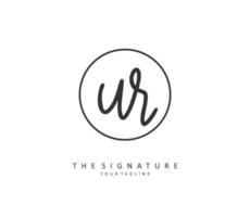 UR Initial letter handwriting and  signature logo. A concept handwriting initial logo with template element. vector