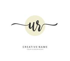 UR Initial letter handwriting and  signature logo. A concept handwriting initial logo with template element. vector