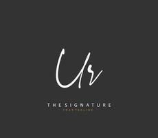 UR Initial letter handwriting and  signature logo. A concept handwriting initial logo with template element. vector