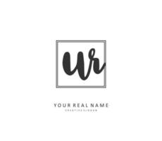 UR Initial letter handwriting and  signature logo. A concept handwriting initial logo with template element. vector