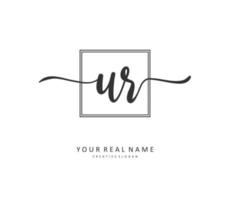 UR Initial letter handwriting and  signature logo. A concept handwriting initial logo with template element. vector