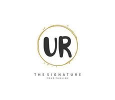 UR Initial letter handwriting and  signature logo. A concept handwriting initial logo with template element. vector