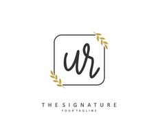 UR Initial letter handwriting and  signature logo. A concept handwriting initial logo with template element. vector