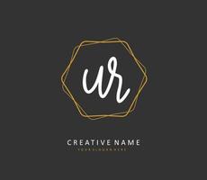 UR Initial letter handwriting and  signature logo. A concept handwriting initial logo with template element. vector