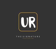 UR Initial letter handwriting and  signature logo. A concept handwriting initial logo with template element. vector