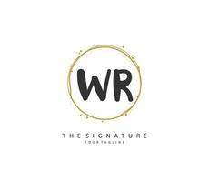 WR Initial letter handwriting and  signature logo. A concept handwriting initial logo with template element. vector