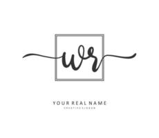 WR Initial letter handwriting and  signature logo. A concept handwriting initial logo with template element. vector