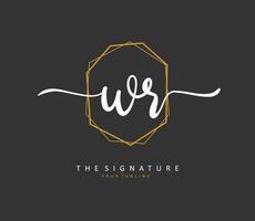 WR Initial letter handwriting and  signature logo. A concept handwriting initial logo with template element. vector