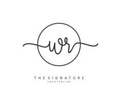 WR Initial letter handwriting and  signature logo. A concept handwriting initial logo with template element. vector