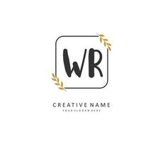 WR Initial letter handwriting and  signature logo. A concept handwriting initial logo with template element. vector