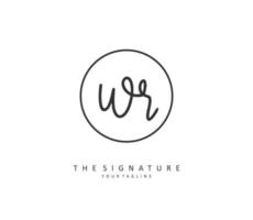 WR Initial letter handwriting and  signature logo. A concept handwriting initial logo with template element. vector