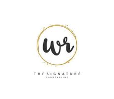WR Initial letter handwriting and  signature logo. A concept handwriting initial logo with template element. vector