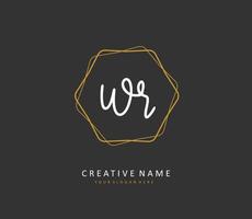 WR Initial letter handwriting and  signature logo. A concept handwriting initial logo with template element. vector